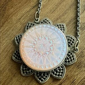 Sabika pink iridescent medallion necklace